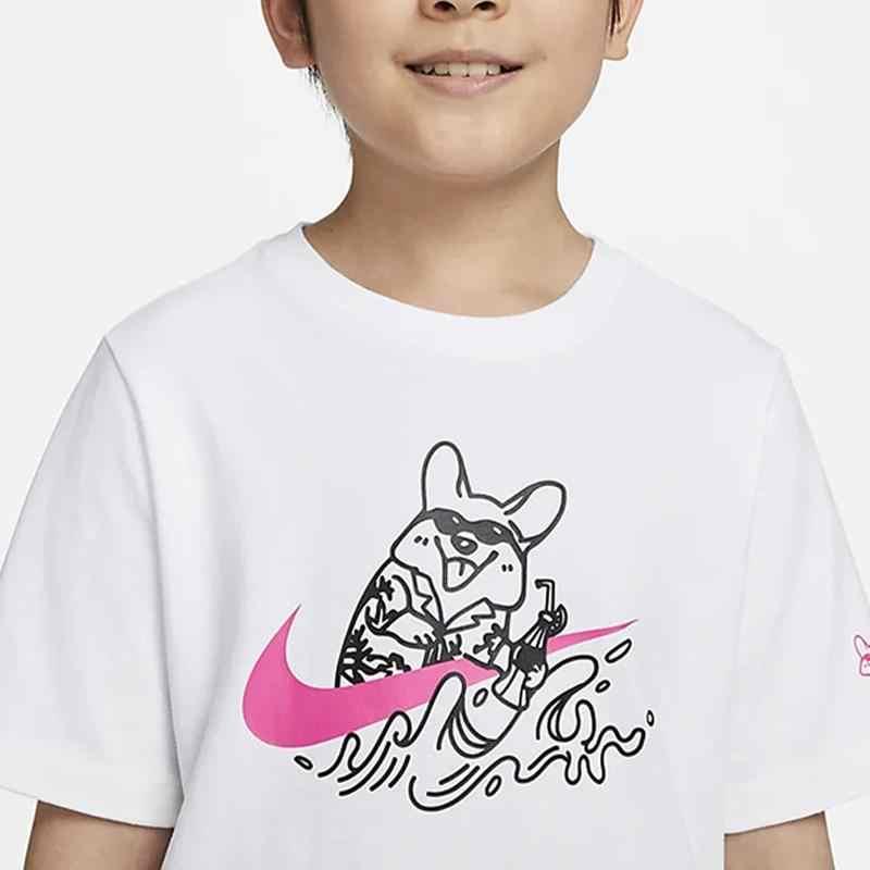 Nike Kids Animal Logo Print Crew Neck T-Shirt Kids Tops White FV1132-100