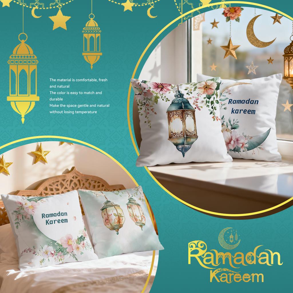 Ramadan Flowers Cushion Pillowcase Printed Polyester 40/45/50cm Throw Pillowcover Decorative Sofa Cushion Pillowslip Home Decor