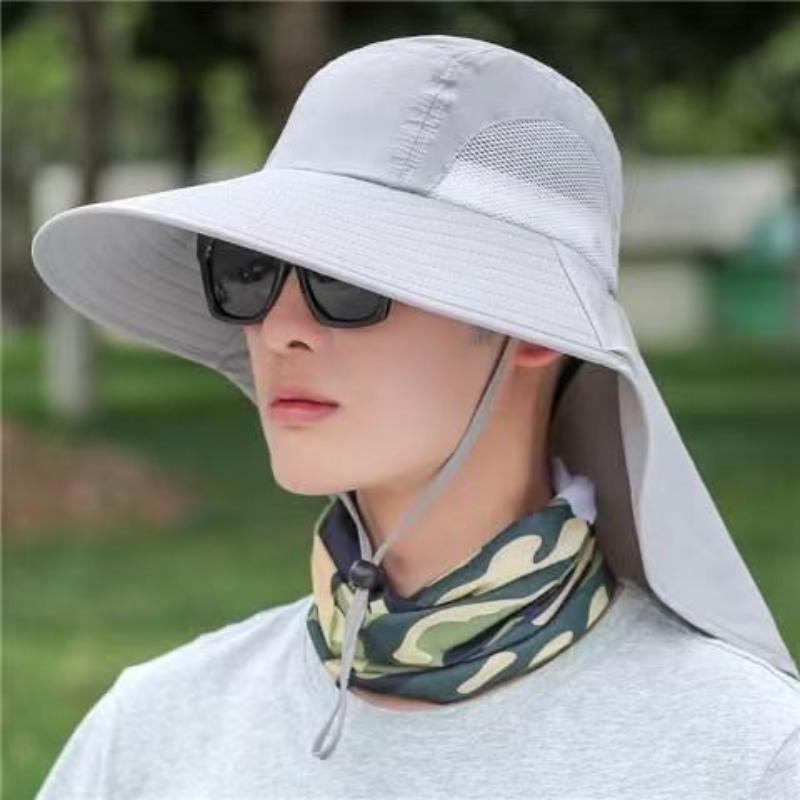 Wide Brim Sun Hat With Neck Flap For Men Women Adjustable Outdoor 11+UPF Protection Safari Cap Hiking Fishing Hat