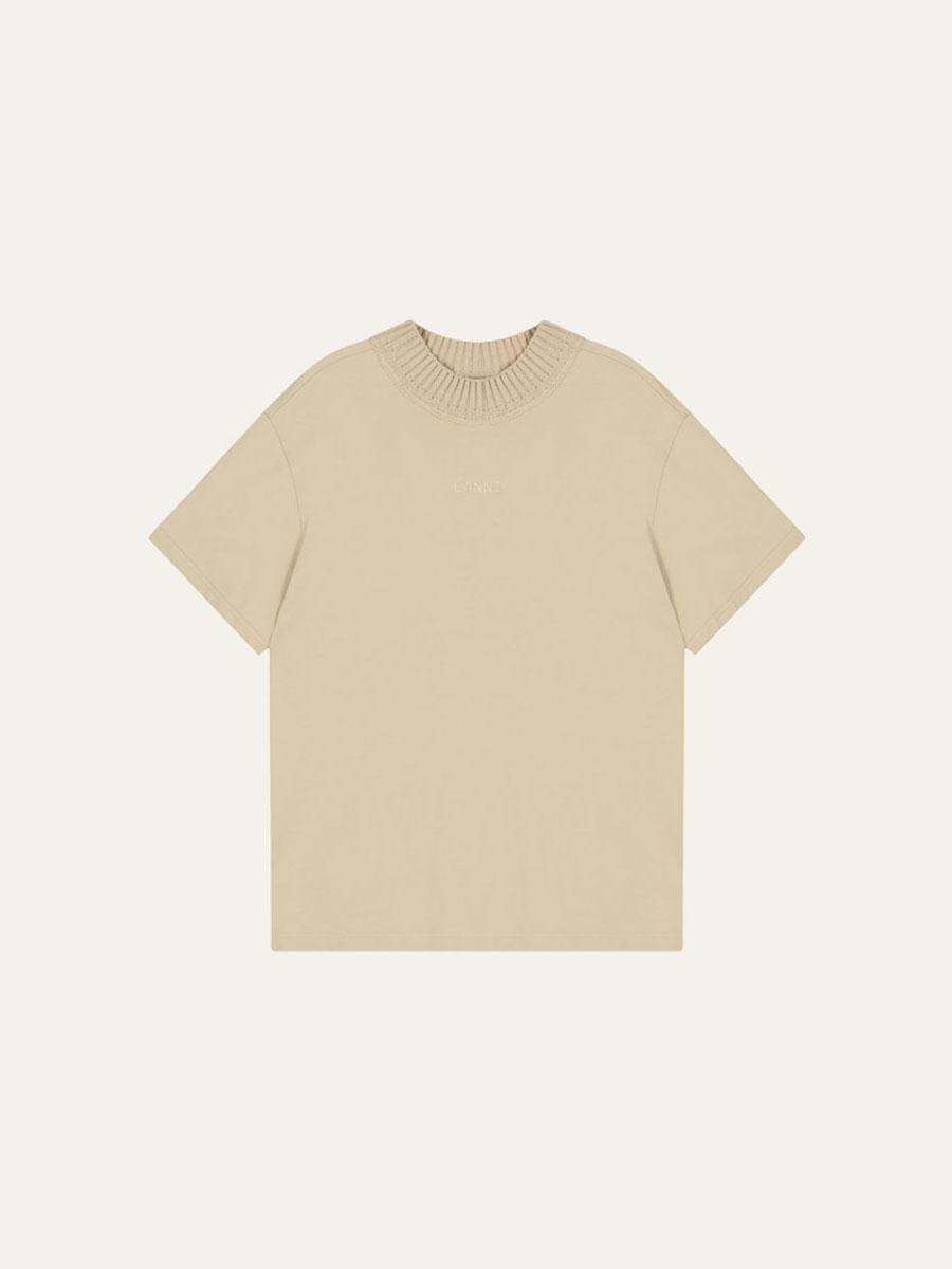 Kani Ribbed Collar Tee (Beige) 48