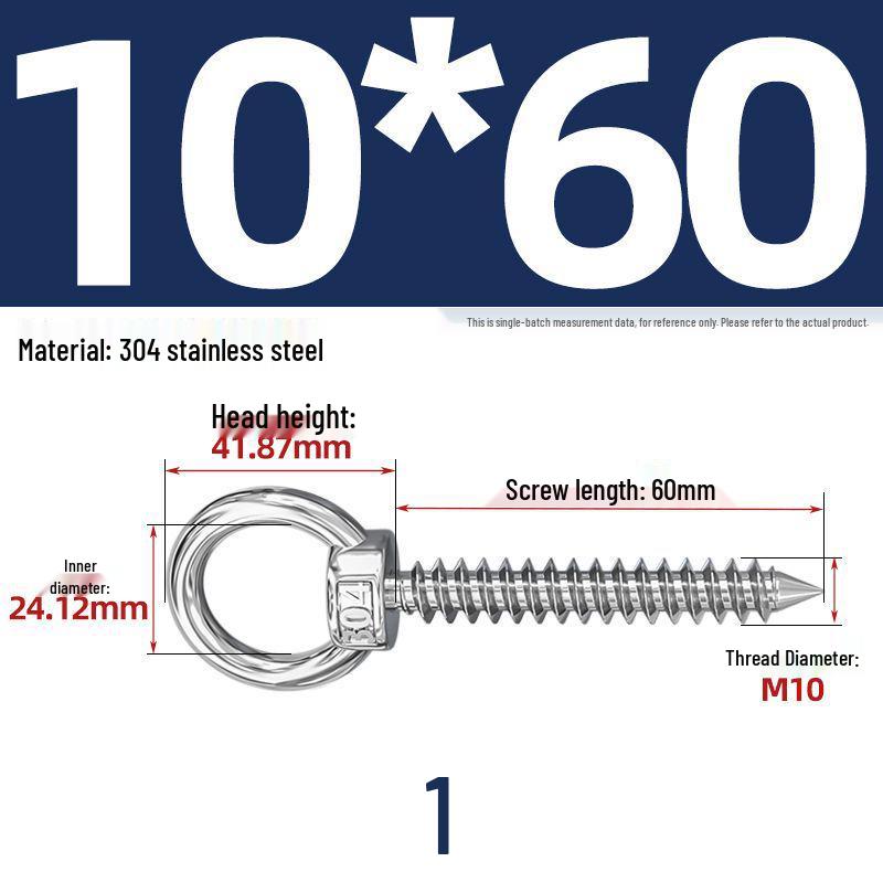 304 Stainless Steel Self-Tapping Eye Bolt with Ring Screw Hook