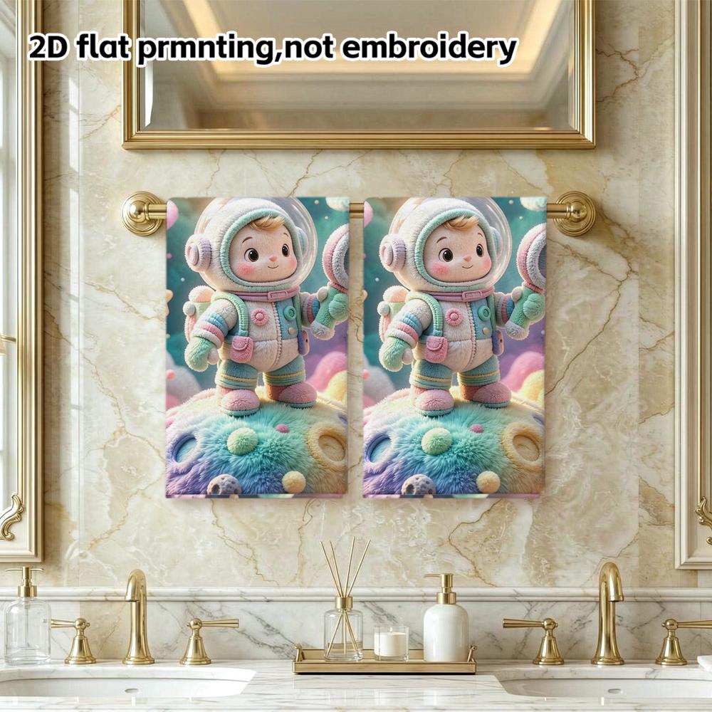 Cute Space Astronaut Print Towel, Soft Absorbent Kids Bath Towel