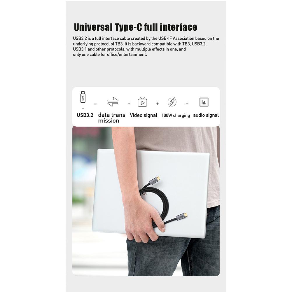 Data Cable Double C Line 100w With E-mark 5a Output C Male To C Male 3.2gen 20gb Data Transmission Cable