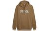 SQUAD HOODIE Letter Print Athleisure Fleece Lined Hooded Sweatshirt Men's Brown 678401-93
