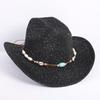 Popular European and American Classic Western Denim Straw Hat, Men's and Women's Fashion Outdoor Sunscreen Sequined Straw Hat