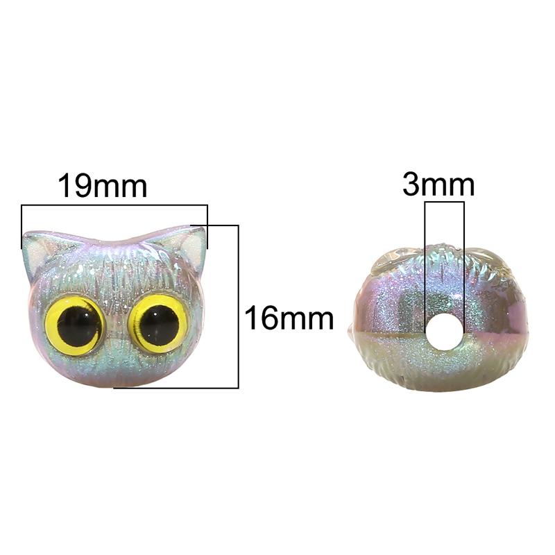 1pc Cartoon Big Eyed Cat Acrylic Owl 3D Cat Head Resin Beads Loose Spacer Beads For DIY Handmade Bracelet Material Jewelry Making Accessories