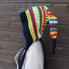 Winter new thickened children's hat wool crochet rainbow long tail hat European and American girls elf wizard princess keep warm