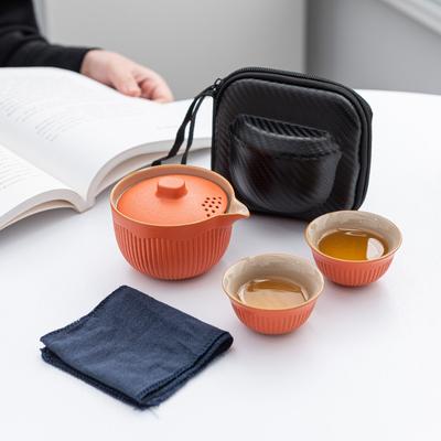 Antikes Keramik-Reise-Teeset, tragbarer Ein-Topf, zwei Tassen, Express-Kundentasse, Teekanne, Teetasse Geschenk.