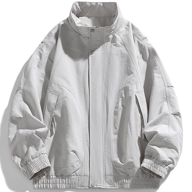 Giacca da Uomo Stile Americano Antivento Larga Casual Streetwear Cappotto Top alla Moda Freschi per Primavera Autunno