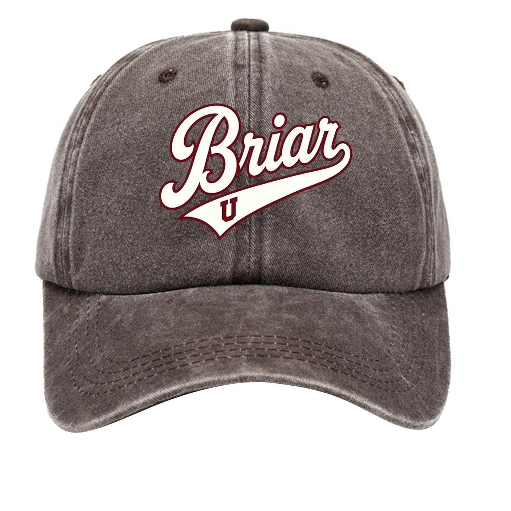 Washed Cotton Baseball Cap Vintage Style Soft Top Denim Hat Adjustable Strap Back Briar U Embroidered Logo Casual Outdoor Headwear
