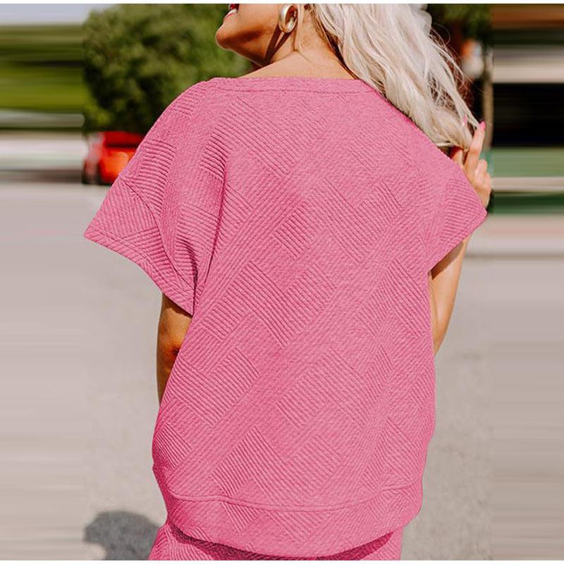 Sets for Women Summer Lounge Sets O-Neck Tops Wide Leg Crop Pants Vacation Travel Outfits