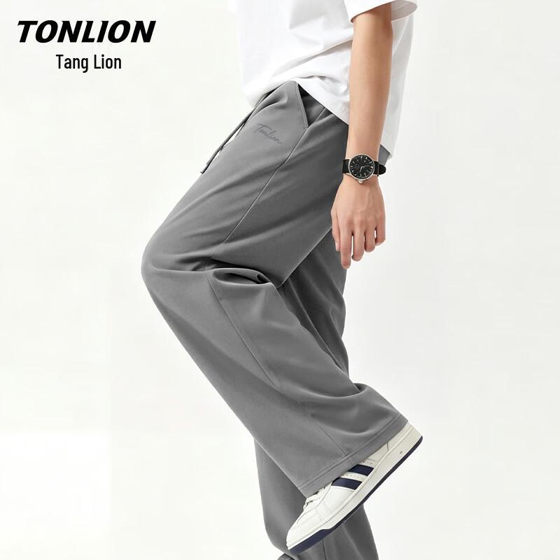 TonLion Men s Ice Silk Straight Wide-Leg Cool-Touch Casual Pants M