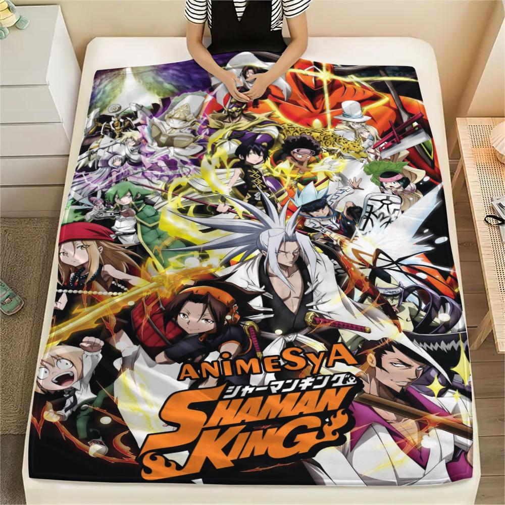 1PC SHAMAN KING Print Flannel Blanket, High Quality Comfortable for All Seasons, Home Decor, Warmth and Comfort, Perfect for Christmas Gifts