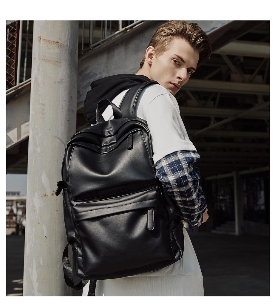 MATE ELAN Teenager Leather School Bag Waterproof Casual 16 Inch Laptop Backpack Men Women Travel Daypack