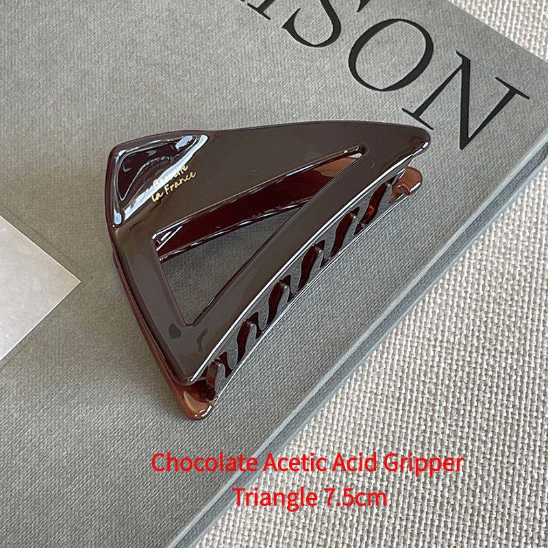 Chocolate Acetate Shark Hair Claw Elegant Women High Grade Back Head Hair Clip Fashion Luxury Solid Color Hair Grab Daily Hair Accessories