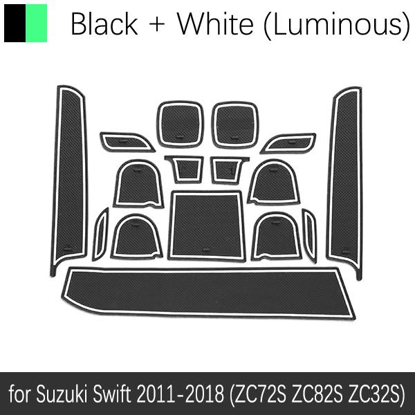 Anti-Slip Rubber Cup Cushion Door Groove Mat for Suzuki Swift Maruti DZire Sport ZC72S ZC82S ZC32S 2011~2017 Car Accessories White Luminous