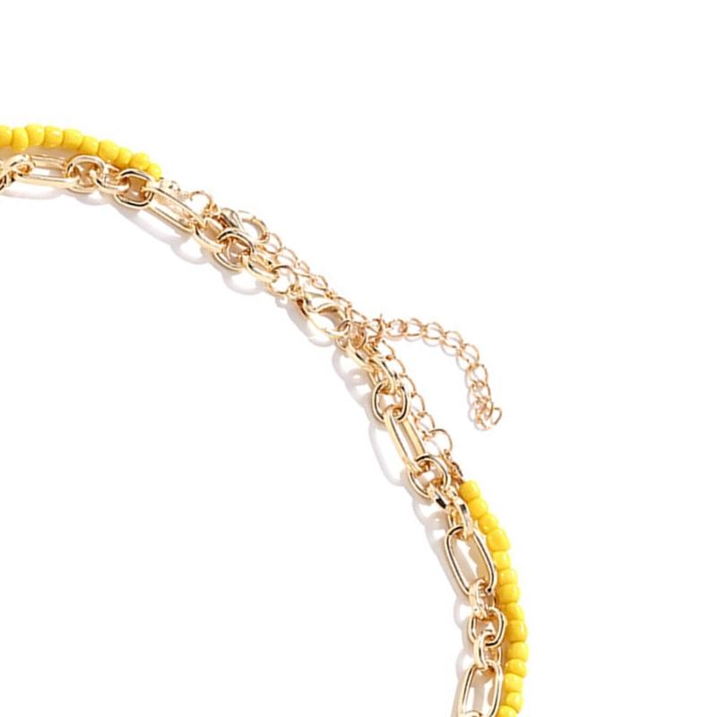 Handgefertigte Perlen Bananenblüte Anhänger Halskette Mehrschichtiger Schmuck Für Frauen Sommer Mode Harzperlen Schichtkette