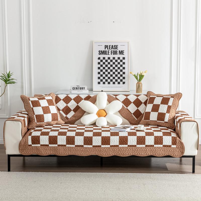 Four Seasons Universal Washed Twill Cotton Printed Sofa Cushion Korean Style Small Fresh Patchwork Non-slip Sofa Cushion Towel