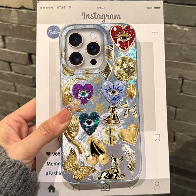 Retro Sun Planet Cocktail Women Phone Case For Apple iphone 16pro 15 16 14 13 Pro Max 16e 12 11 7 8 Plus XR SE Fundas Cover