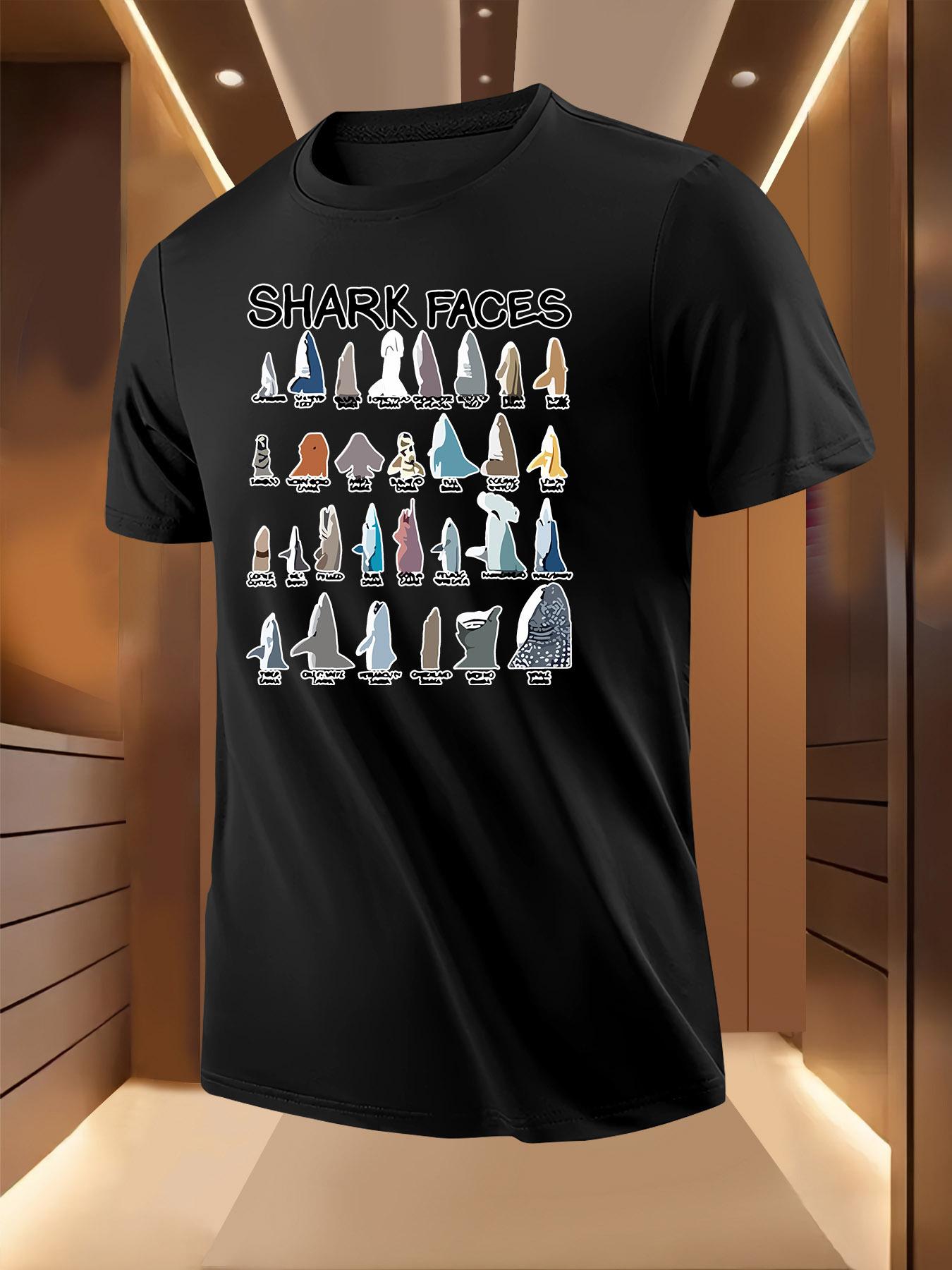Shark Face Graphic Tshirt - Bold Shark Design in Black XXXXL
