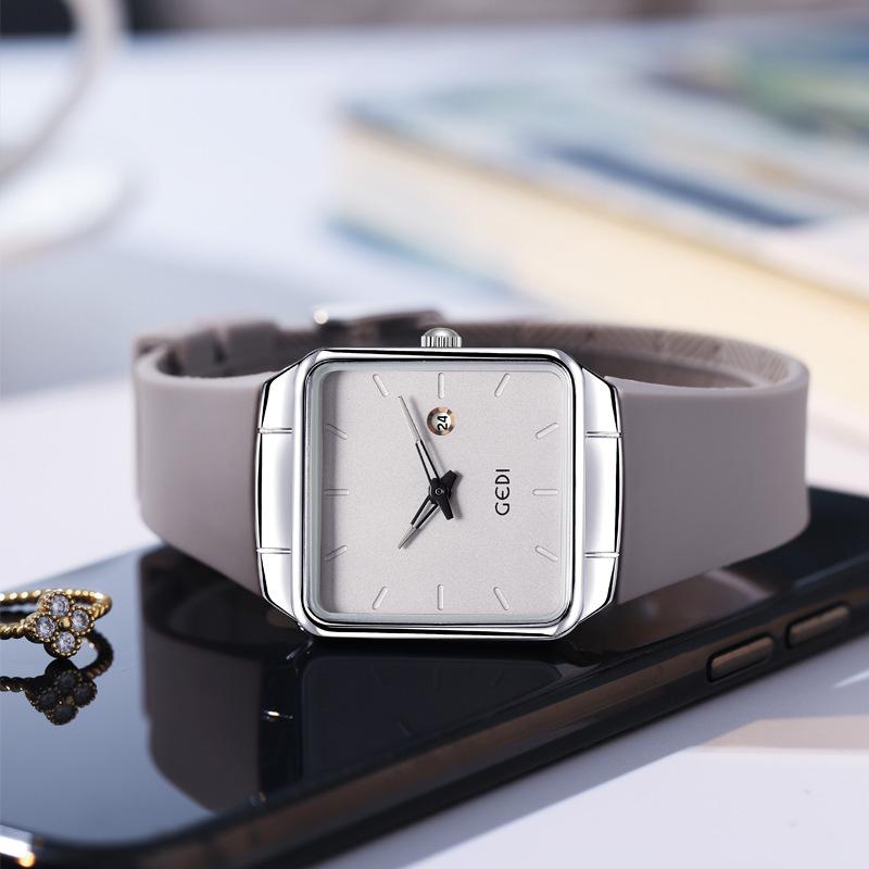 Eenvoudig En Waardevol Siliconen Horloge Grote Wijzerplaat Kalender High-End Dameshorloge Mode Waterdicht Quartz Horloge