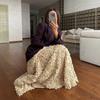Fall Winter New Women's Petal Design Long Maxi Evening Skirt Elegant Formal Party Dinner High Waist Skirt