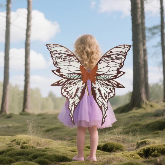 Fairy Wings for Adults And Girls Butterfly Fairy Costume Set with Floral Garland Wand Elf Ears Gradient Organza Butterfly Wings for Cosplay Halloween