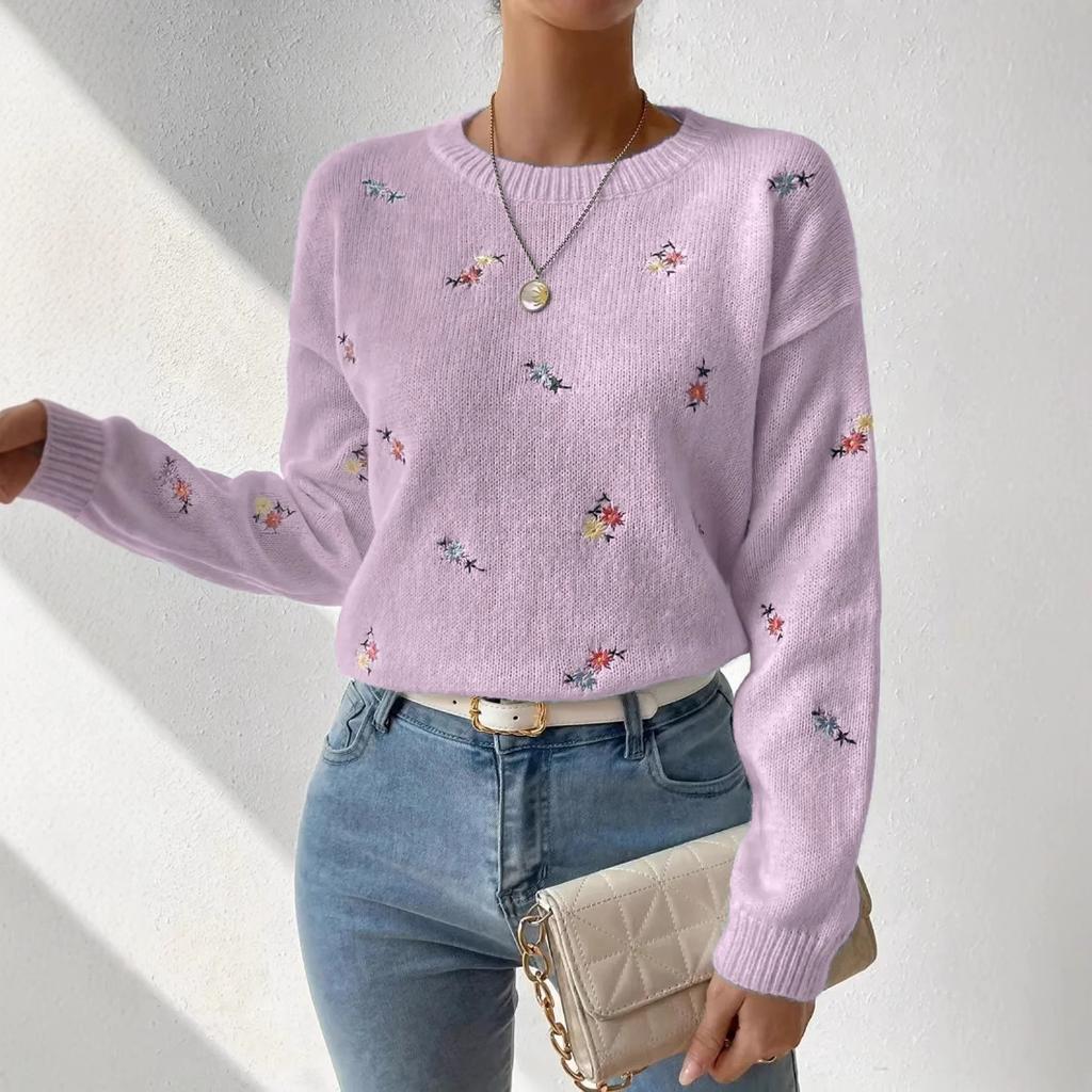 Korean Style Gentle Knitted Sweater Loose Fit Round Neck Pullover Women S Top