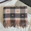 New Popular Tassel Imitation Cashmere Plaid Scarf Women's Senior Sense Autumn and Winter Long Thermal Shawl Commuter College Style