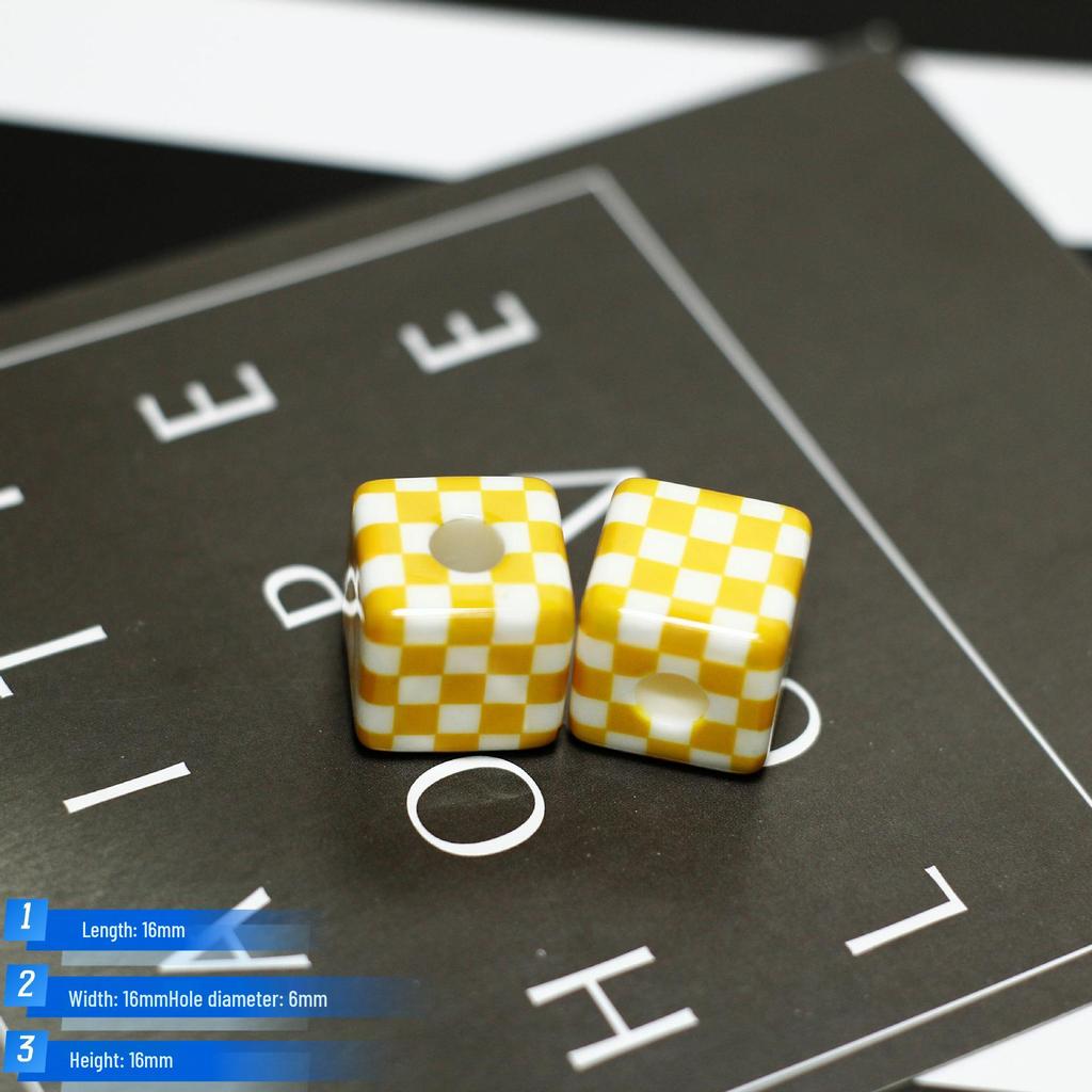Acrylic Checkered Square Beads DIY Phone Chain Pendant Jewelry Accessories