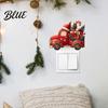Self Adhesive Festive Wall Stickers Christmas Switch Stickers Removable Santa Claus/Puppy/Reindeer/Elf/Pickup Truck Light Cute Claus Window