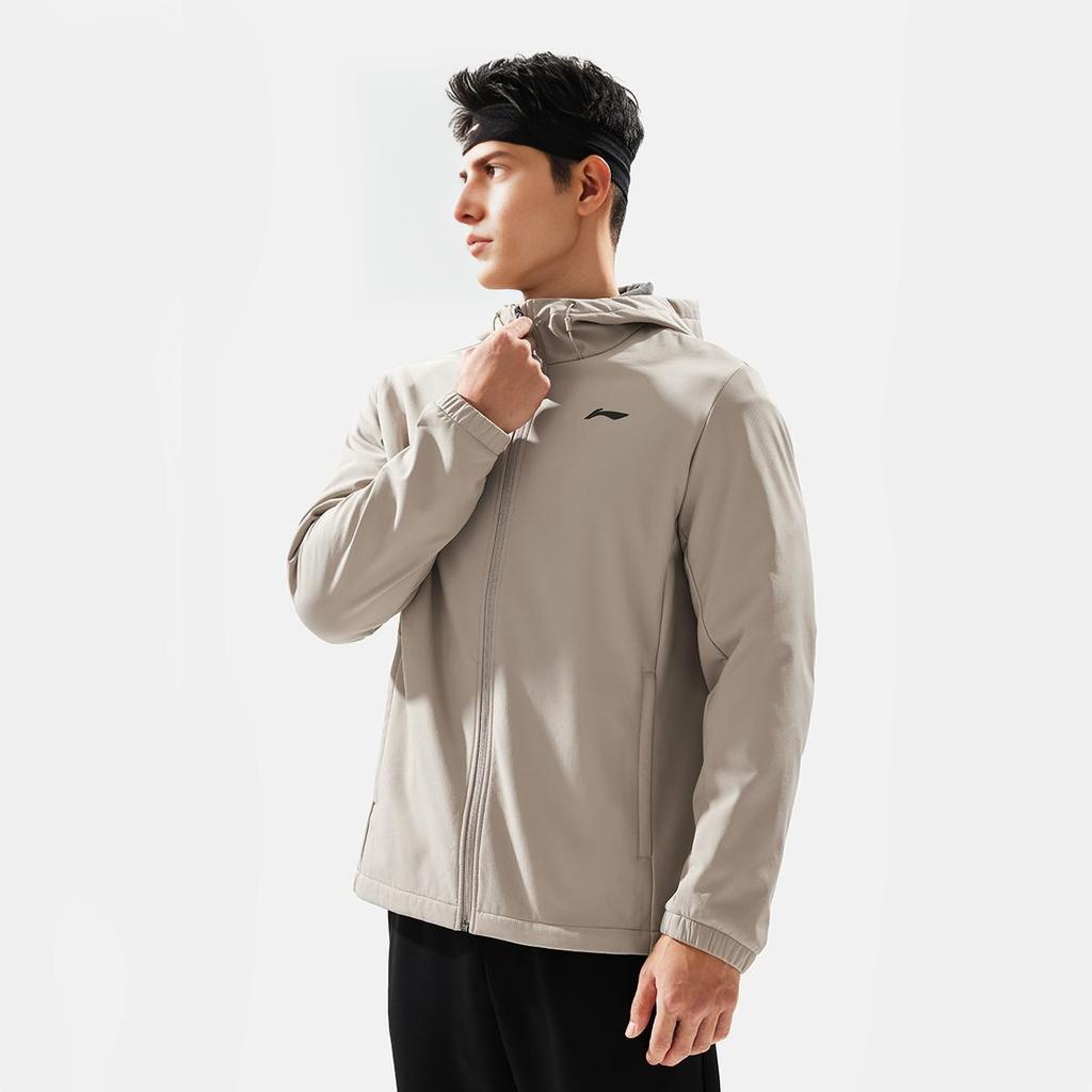 Li-Ning Giacca Versatile Comoda Casual Resistente all'Acqua Tinta Unita Uomo Giacche Grigio Polvere AFDU529-6