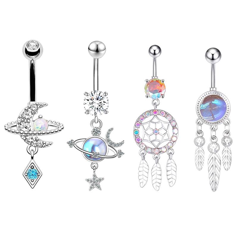 Shiny Belly Button Rings Stainless Steel Heart Navel Piercing Barbell For Women Fashion Belly Ring Sexy Body Piercing Jewelry