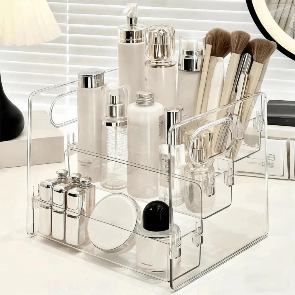 Large Capacity Clear Makeup Rack Transparent Perfume Display Case  Desktop Organizer