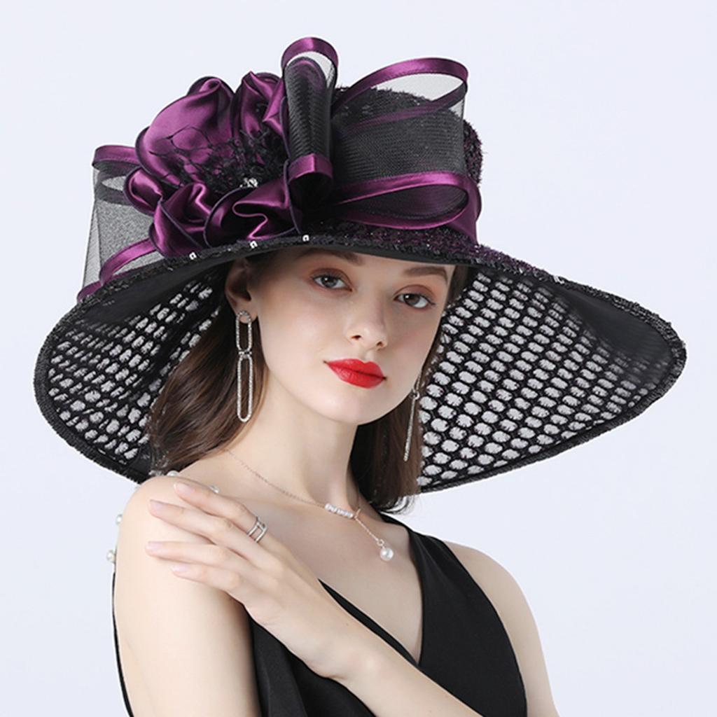 Wide Brim Phrase Women Church Hat Wide Brim Sun Hats For Wedding Tea Party Fascinator Hat Use Beach Cap Tea Party Dress Cap