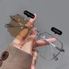 Vintage Oversized Square Photochromic Glasses with Blue Light Blocking and Myopia Correction