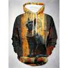 Casual Loose Design Cat Pattern men's Hooded Sweatshirt Fashionable Printed Harajuku Colored Top Street Minimalist men's Hoodies