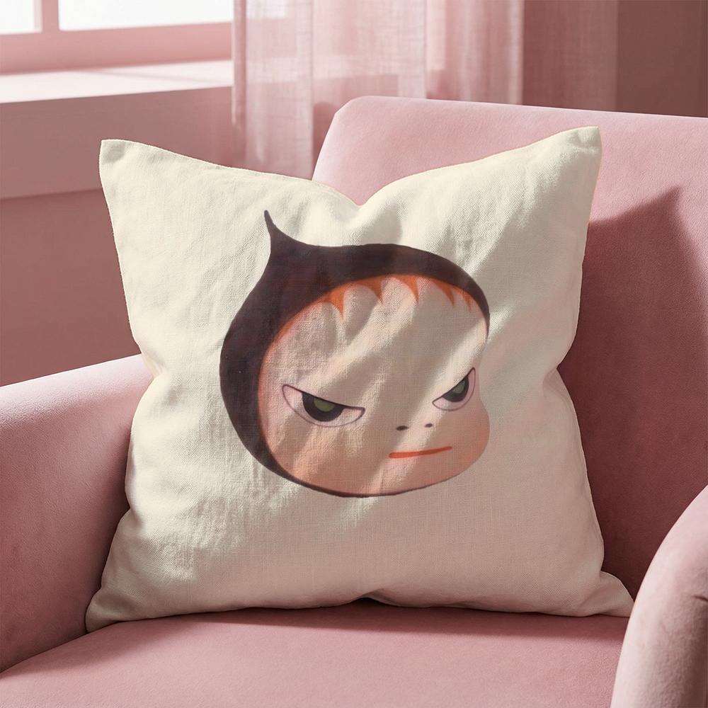 Y-Yoshitomo Nara D-Doll Cushion Cover Multi-Scene Pillow Cover for Home & Car - Reversible, Soft & Durable for Daily Use