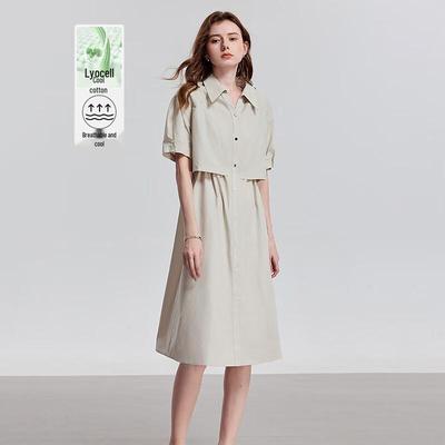 Chuyu Women's Lyocell Cotton Cool Utility Shirtdress