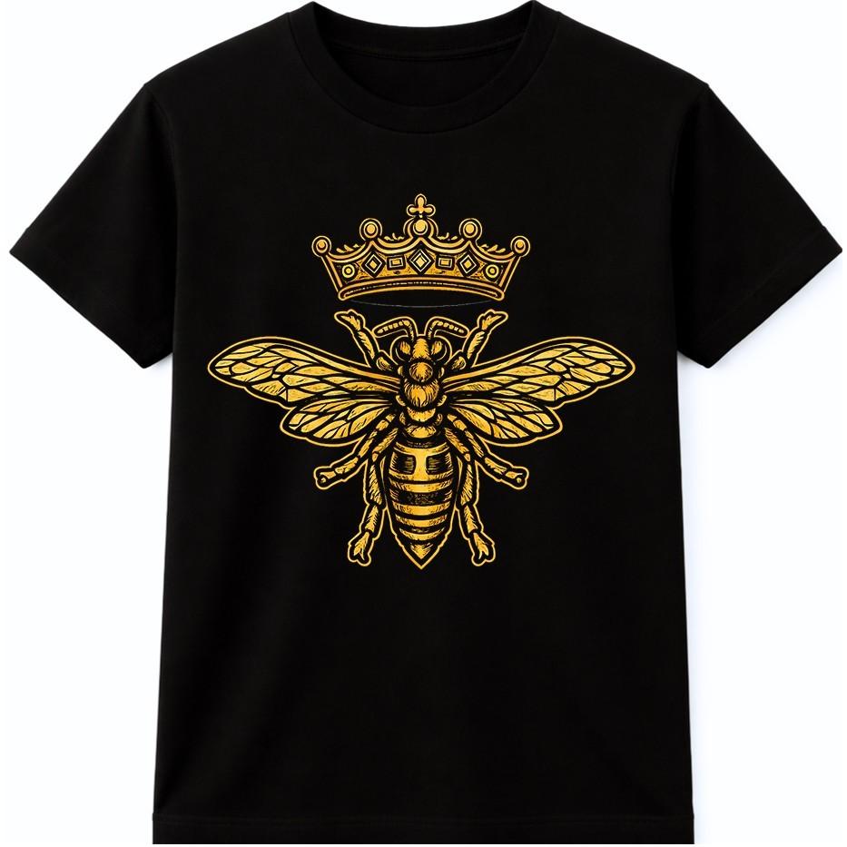 Queen Bee T Shirt Crowned Bee Royal Insect Graphic Vintage Nature Tee