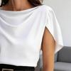 Women Tops Irregular Short Sleeve Regular Fit Shirt Pure Color Loose Fit Lightweight Shirt Work Parties Casual Wear
