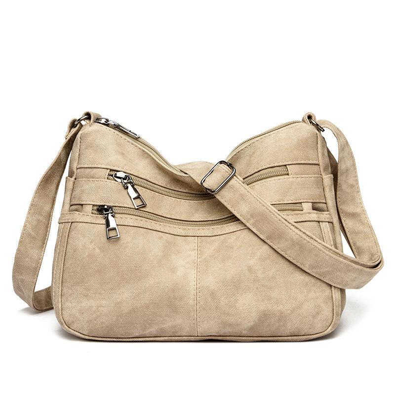 Multi-layer Soft Leather Bag Middle-aged Women's Crossbody Bag New Versatile Simple Shoulder Bag Large Capacity Mother Bag