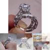 Dazzling White Sapphire Crown Ring Set Silver Plated Antique Style For Engagement