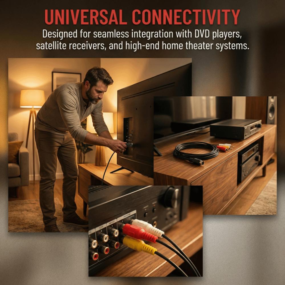 כבל Mini DIN 9 פינים מצופה ניקל ל-3 RCA, זכר לזכר, כבל Mini DIN למקלט טלוויזיה AV