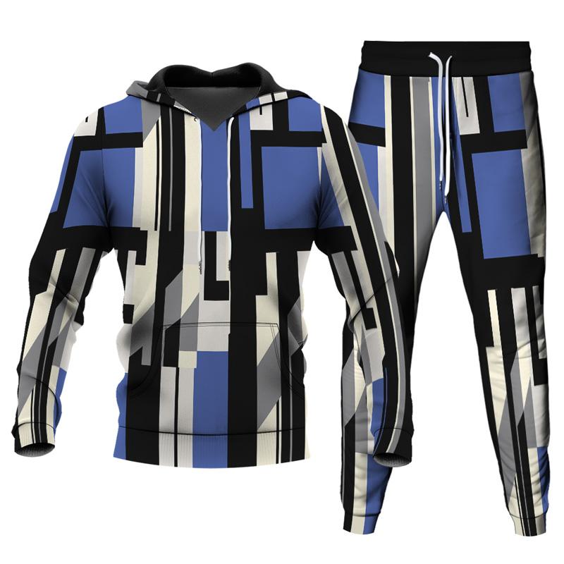 Pánské Jogging Kalhoty Mikina Patchwork Mikiny s 3D potiskem Kalhoty 2dílná sada Streetwear Běžné Teplákové Pánské Oversized S-6XL