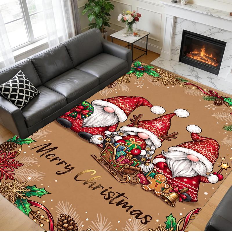 Christmas Printed Square Area Rug Soft Non Slip Floor Carpet For Bedroom Holiday Gift