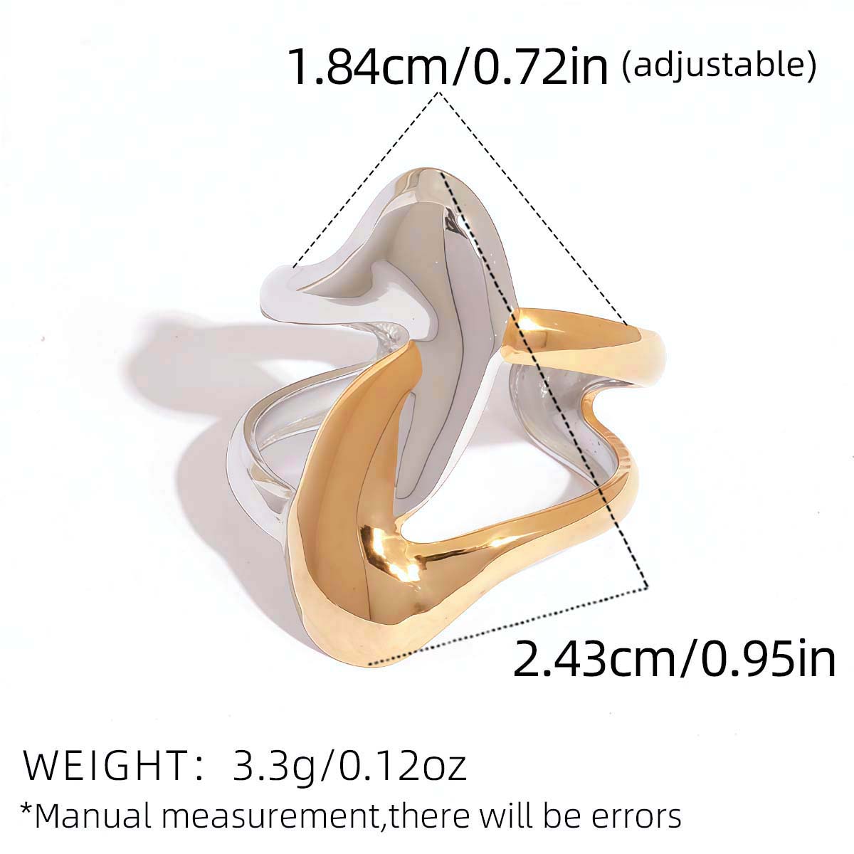 

Statement stainless steel 18k gold-plated X-ring set Smooth and waterproof metal hand-polished Zircon for everyday wear resizable