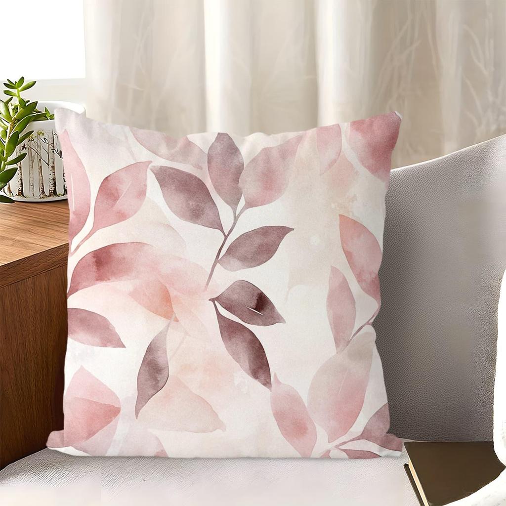 Tropical geometric watercolor floral pattern throw pillowcase, machine washable, suitable for sofas, beds, and other home décor.