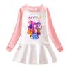 Kpop Monster Hunter Witch Korean Style Girls' Cartoon Ruffle Long Sleeve Mesh Princess Dress for Spring and Autumn.
