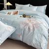 Light Luxury 100% Cotton Embroidered 4-Piece Bedding Set with Rounded Corner Sheets